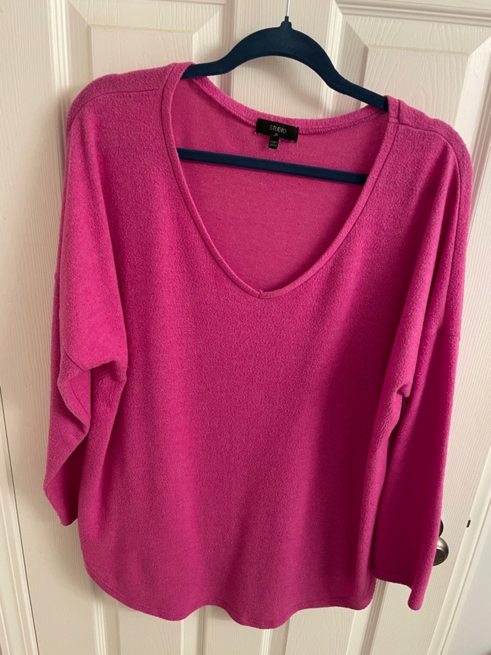 Studio Bright Fuchsia V-Neck Women's Sweater